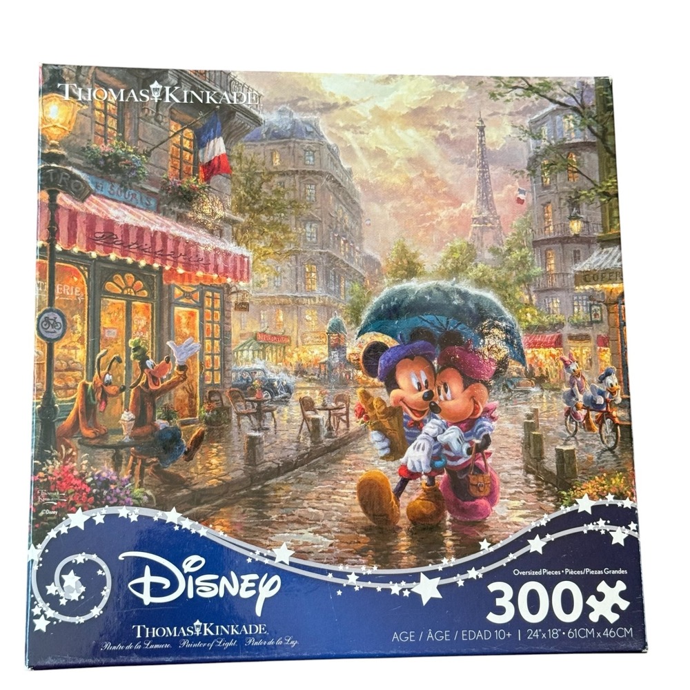 Disney Thomas Kinkade Mickey Minnie in Paris 300 Piece Puzzle Oversized Pieces